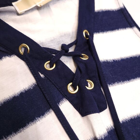 Michael Kors Sleeveless Pullover Blouse Women Size Small S Blue White Striped - Picture 4 of 10